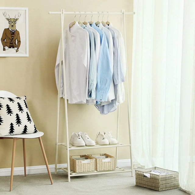 Kleiderständer mit Ablagen Metallgestell Cremeweiss von Songmics