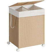 Wäschekorb Rattan-Optik mit Deckel naturbeige von Songmics