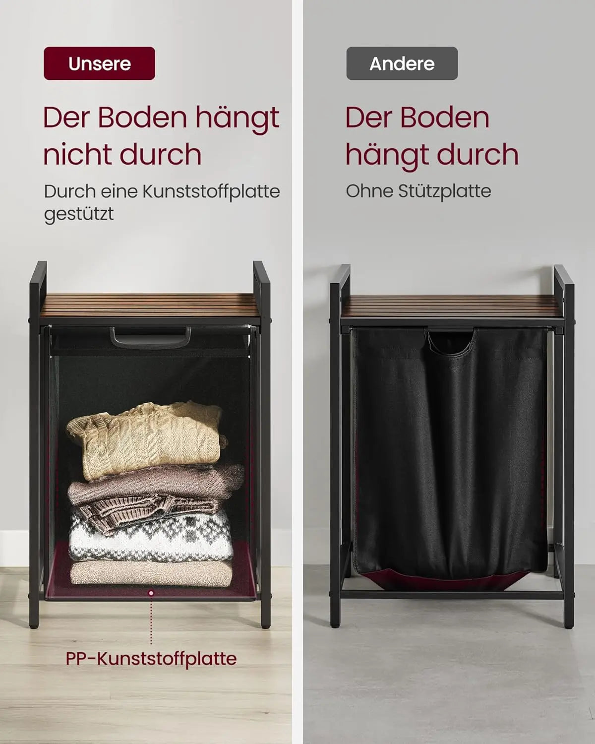 Wäschekorb mit Ablage, Vintage Braun von guteszeug.ch