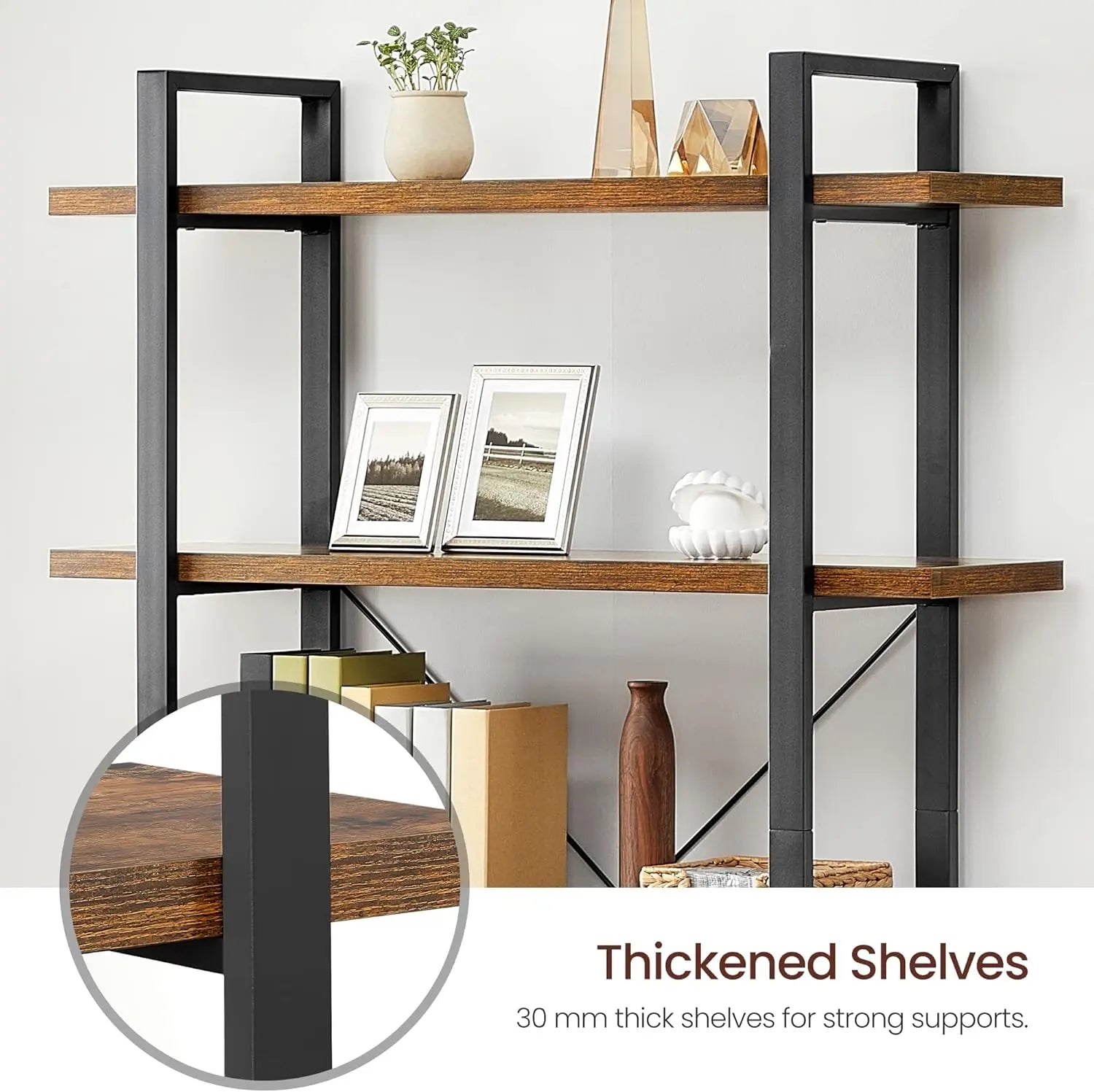 Bücherregal Standregal Vintage Design Braun Schwarz von Songmics