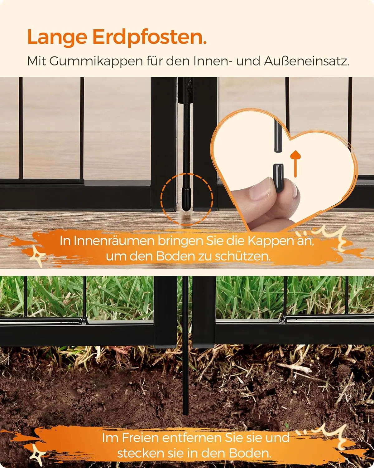 Freilaufgehege DIY transportabel schwarz Metall von Songmics