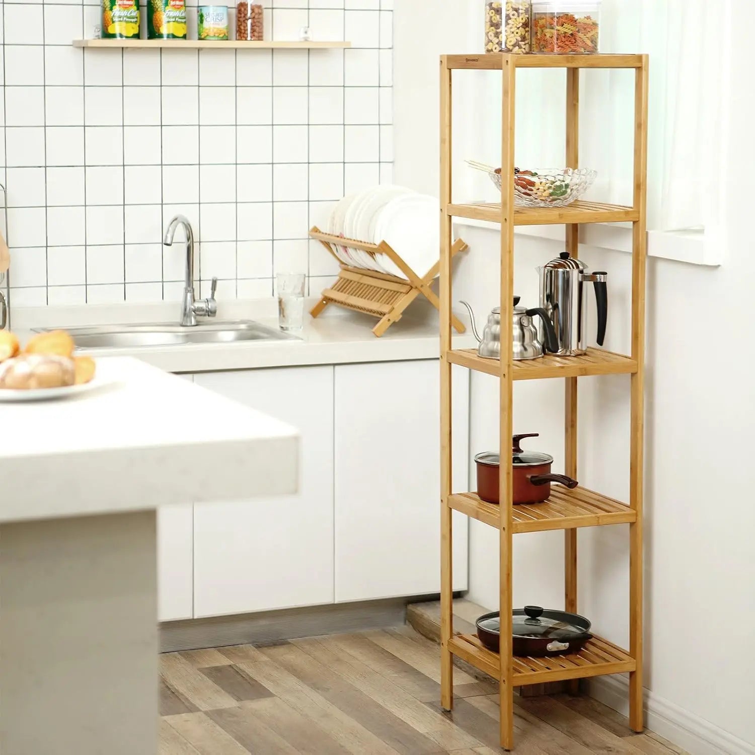 Standregal Bambus 5 Ebenen naturbeige von Songmics