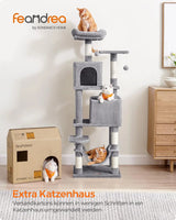 Kratzbaum Mehrstöckig mit Hängematte Hellgrau von Songmics