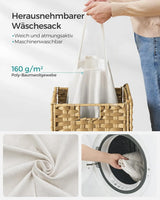 Wäschekorb Rattan 90L faltbar Natural von Songmics