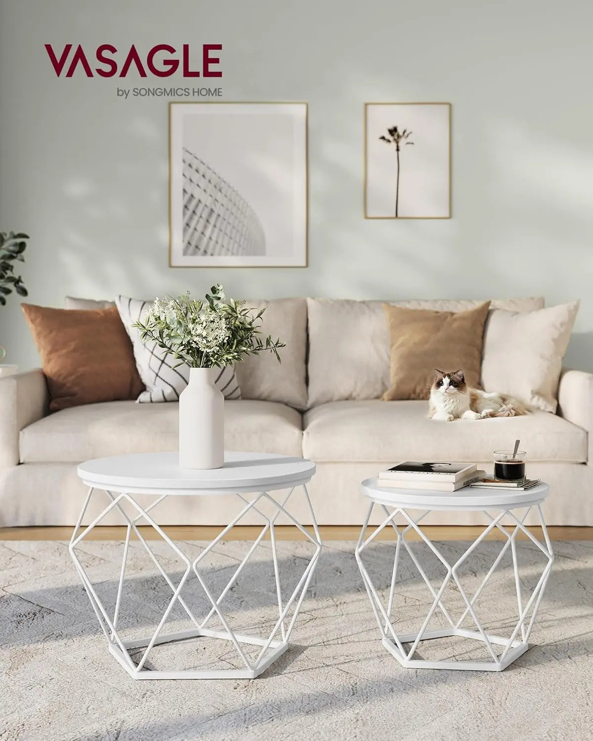 Couchtisch Set modern abnehmbar schneeweiss von Songmics