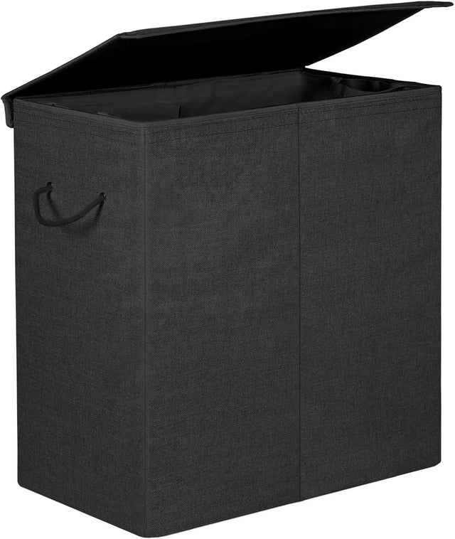 Wäschekorb faltbar mit Trennwand Schwarz von Songmics