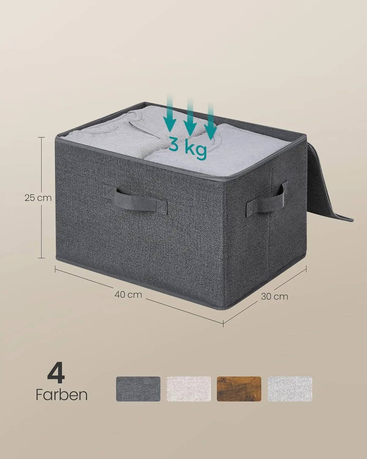 Aufbewahrungsbox faltbar mit Griffen schiefergrau von Songmics