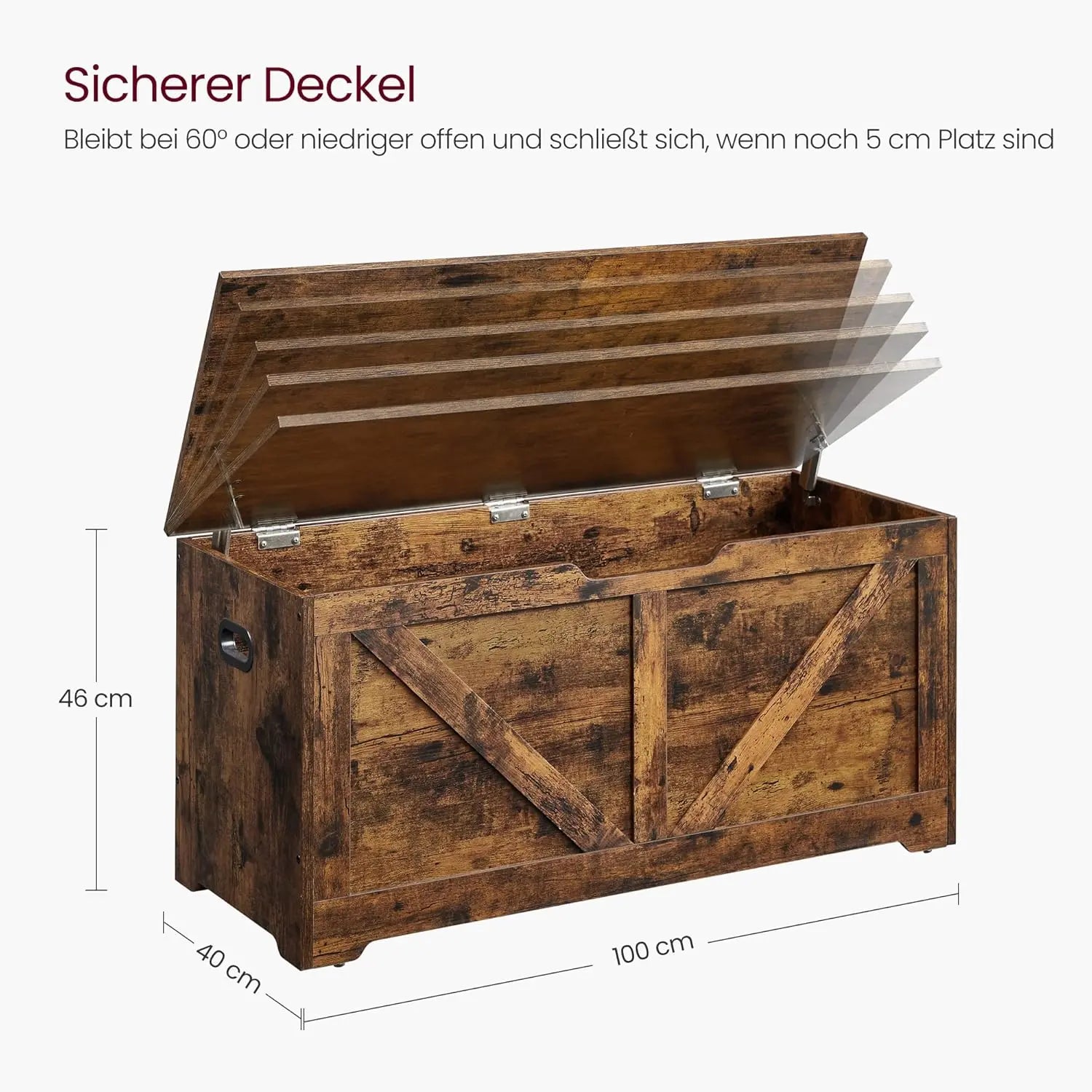 Sitzbank Sitztruhe Stauraum Sicherheitsscharniere Vintagebraun von Songmics