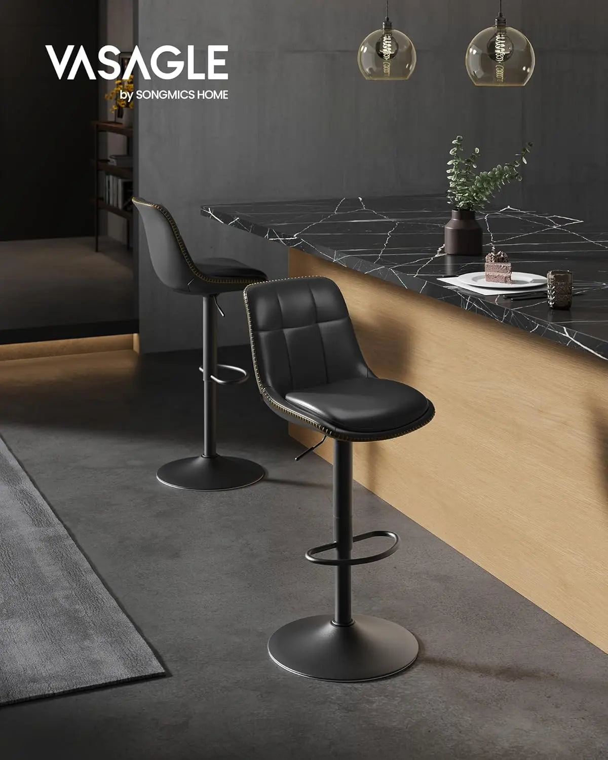 Barhocker höhenverstellbar drehbar schwarz PU von Songmics