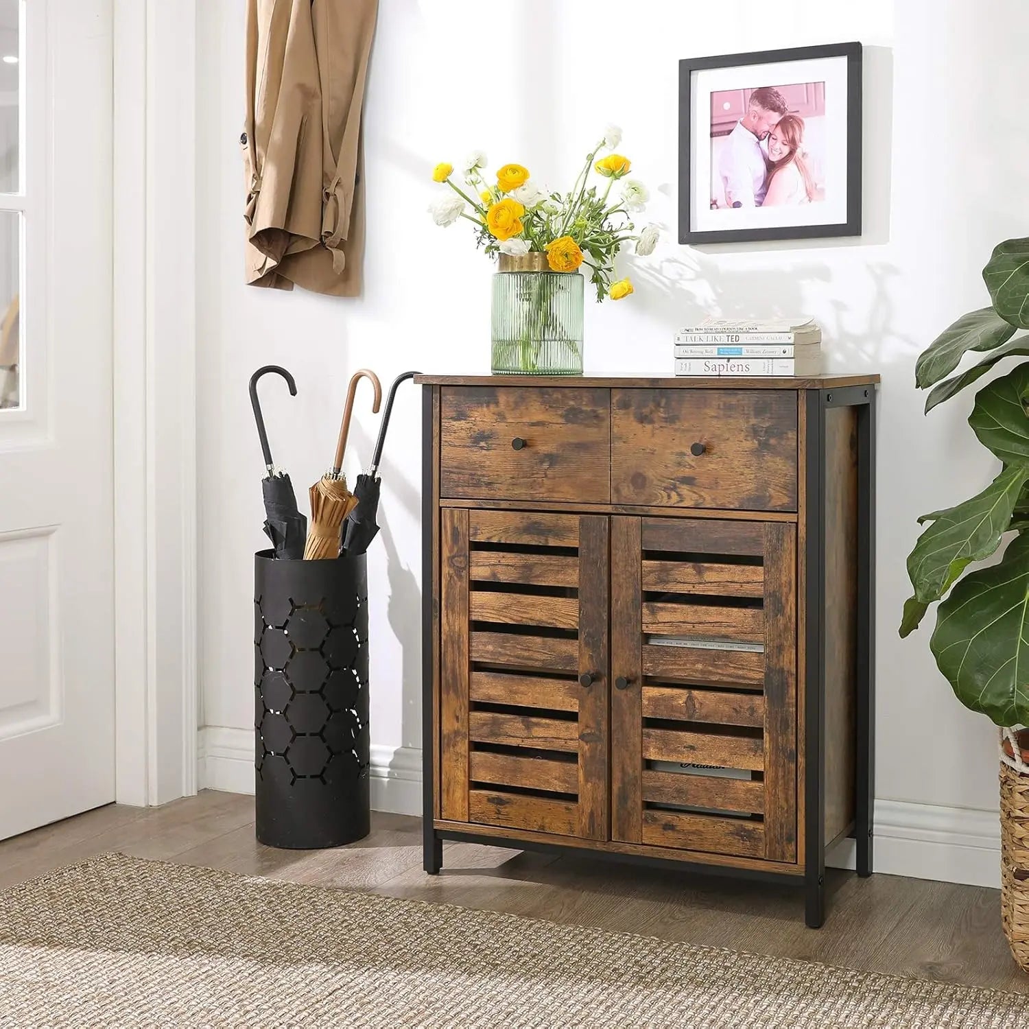 Bodenschrank mit Schublade rustikales Braun von Songmics