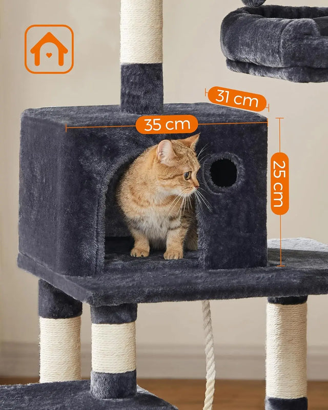 Kratzbaum Mehrstöckig mit Hängematte Rauchgrau von Songmics