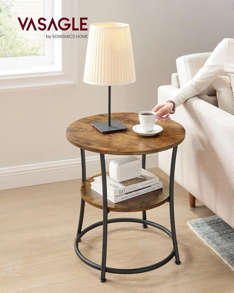 Beistelltisch Industrie-Design mit Ablagen vintagebraun von Songmics