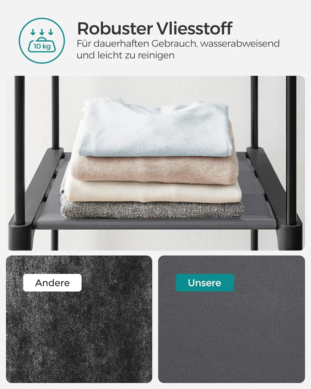 Aufbewahrungsschrank faltbar mit Aufhängestange Grau von Songmics