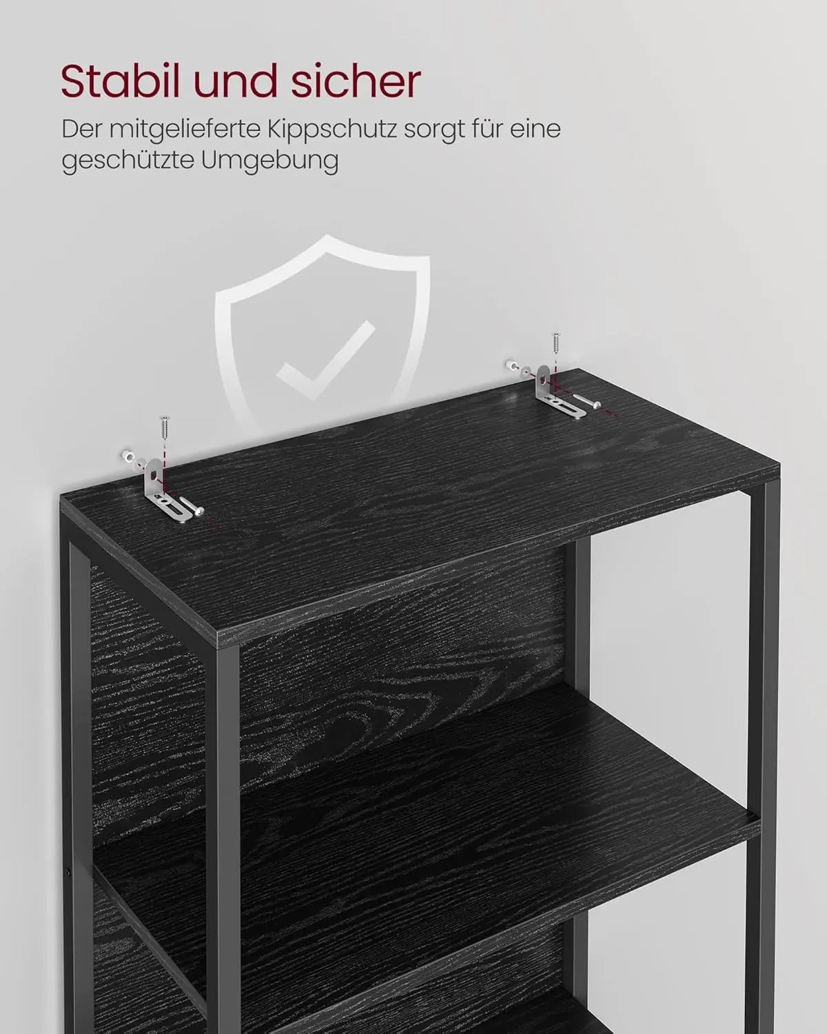 Bücherregal mit LED-Beleuchtung Ebenholzschwarz von Songmics