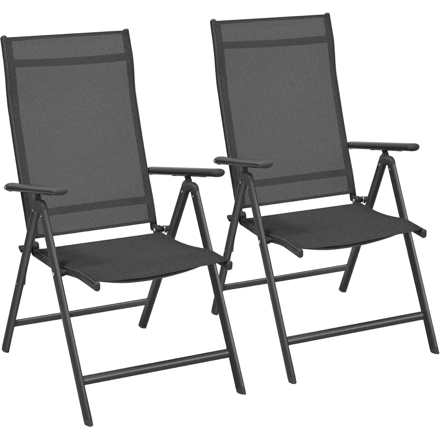 Gartenstuhl klappbar 8-fach verstellbar Schwarz Metall von Songmics