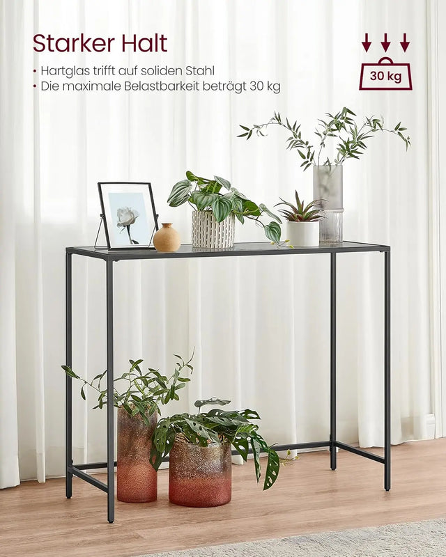 Konsolentisch mit Hartglasoberfläche tintenschwarz von Songmics