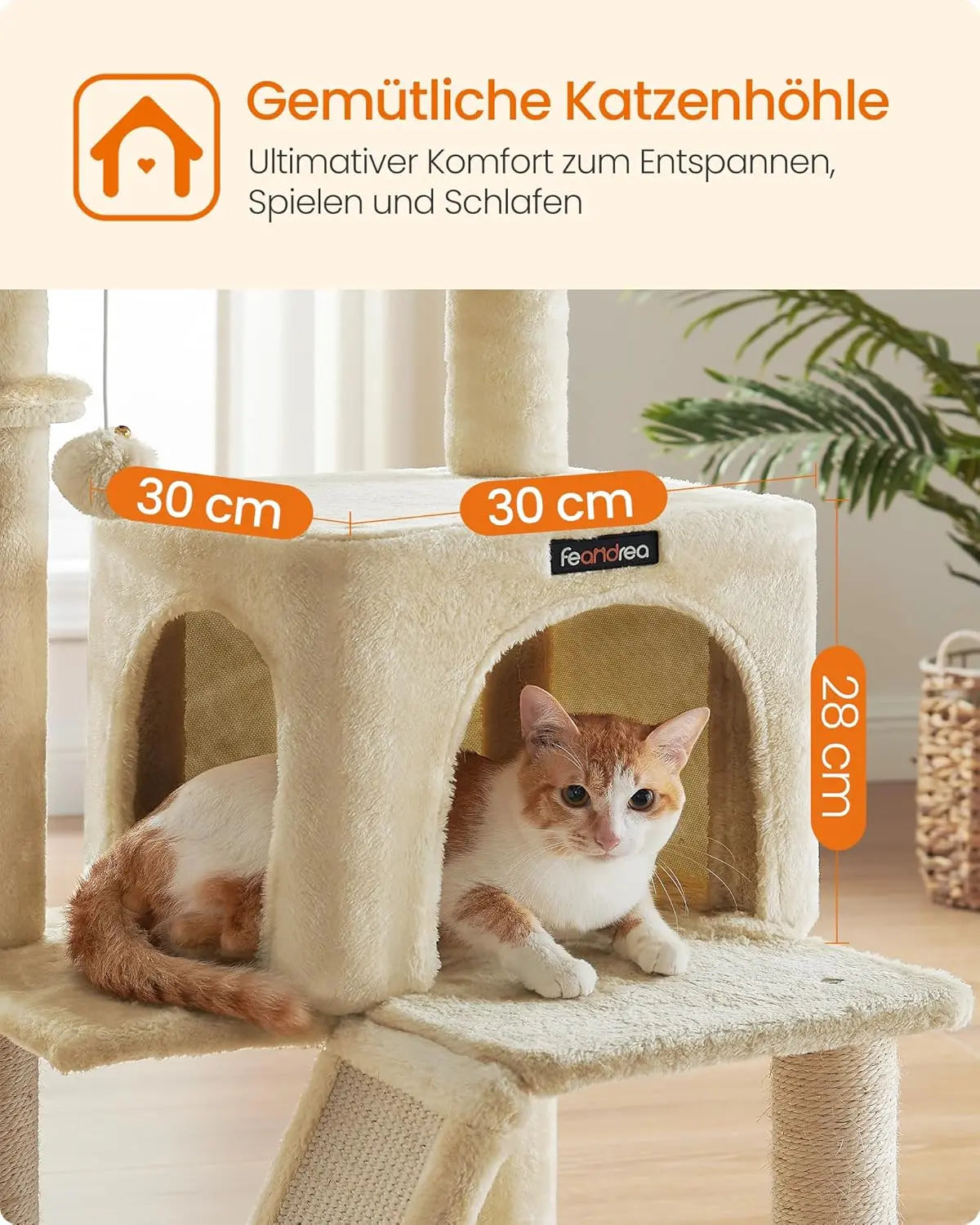 Kratzbaum grosse Plattform beige Plüsch von Songmics
