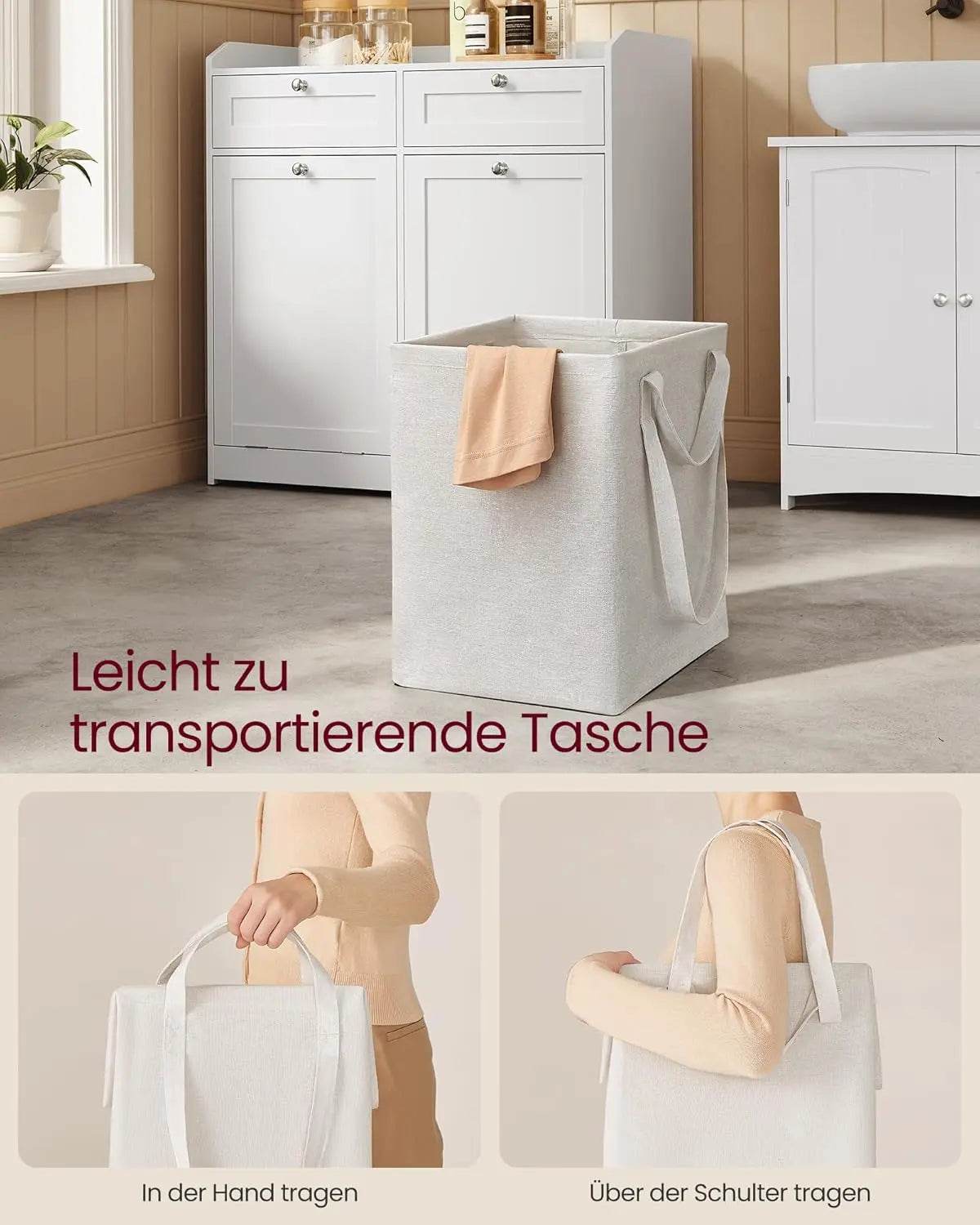 Badezimmerschrank mit Wäschekörben Weiss Holz von Songmics