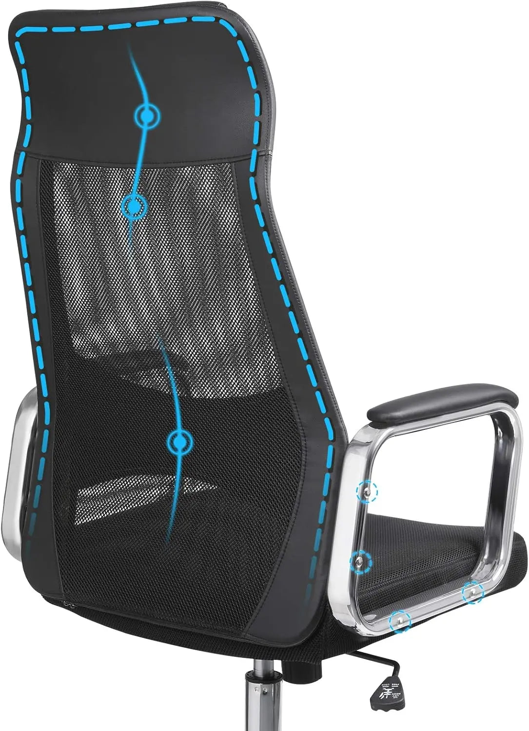 Bürostuhl Ergonomisch Höhenverstellbar Atmungsaktiv Schwarz von Songmics