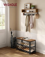 Garderobenleiste Schuhbank Set Rustikales Braun von Songmics