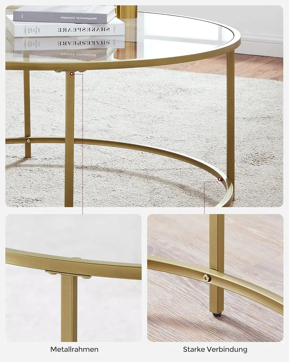 Couchtisch rund golden Stahl modern von Songmics