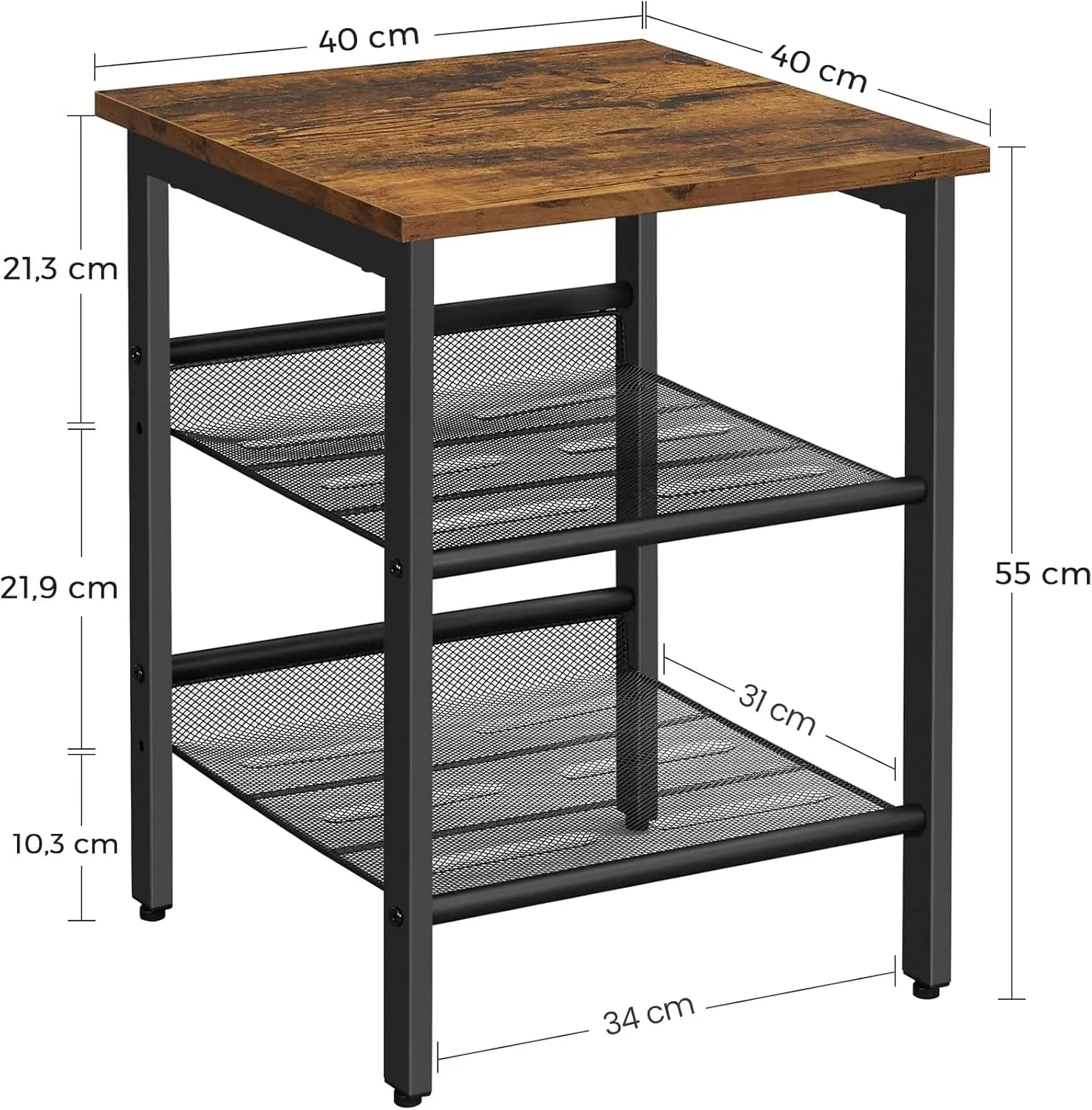 Beistelltisch Industrie-Design Verstellbar Vintagebraun-Schwarz von Songmics