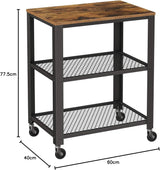 Servierwagen mit Holzplatte und Rollen Vintage von Songmics