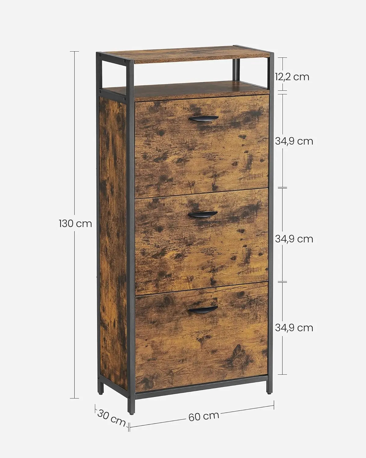 Schuhschrank schmal 3 Klappen vintagebraun von Songmics