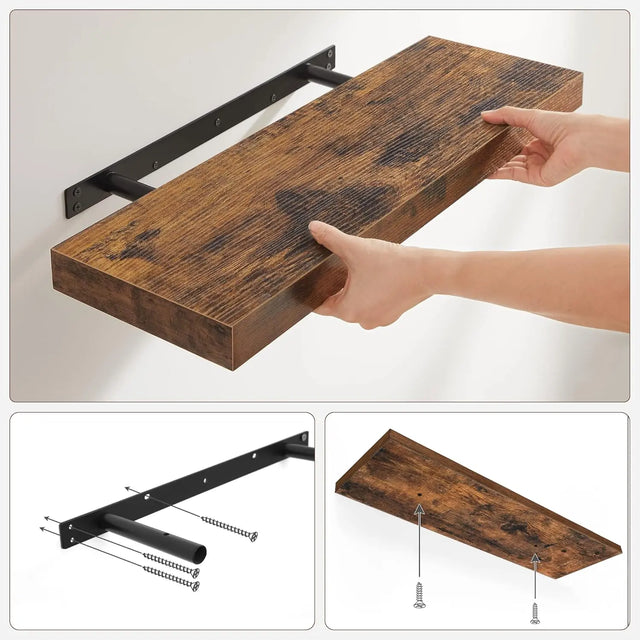 Wandregal rustikal braun 20x60 cm von Songmics