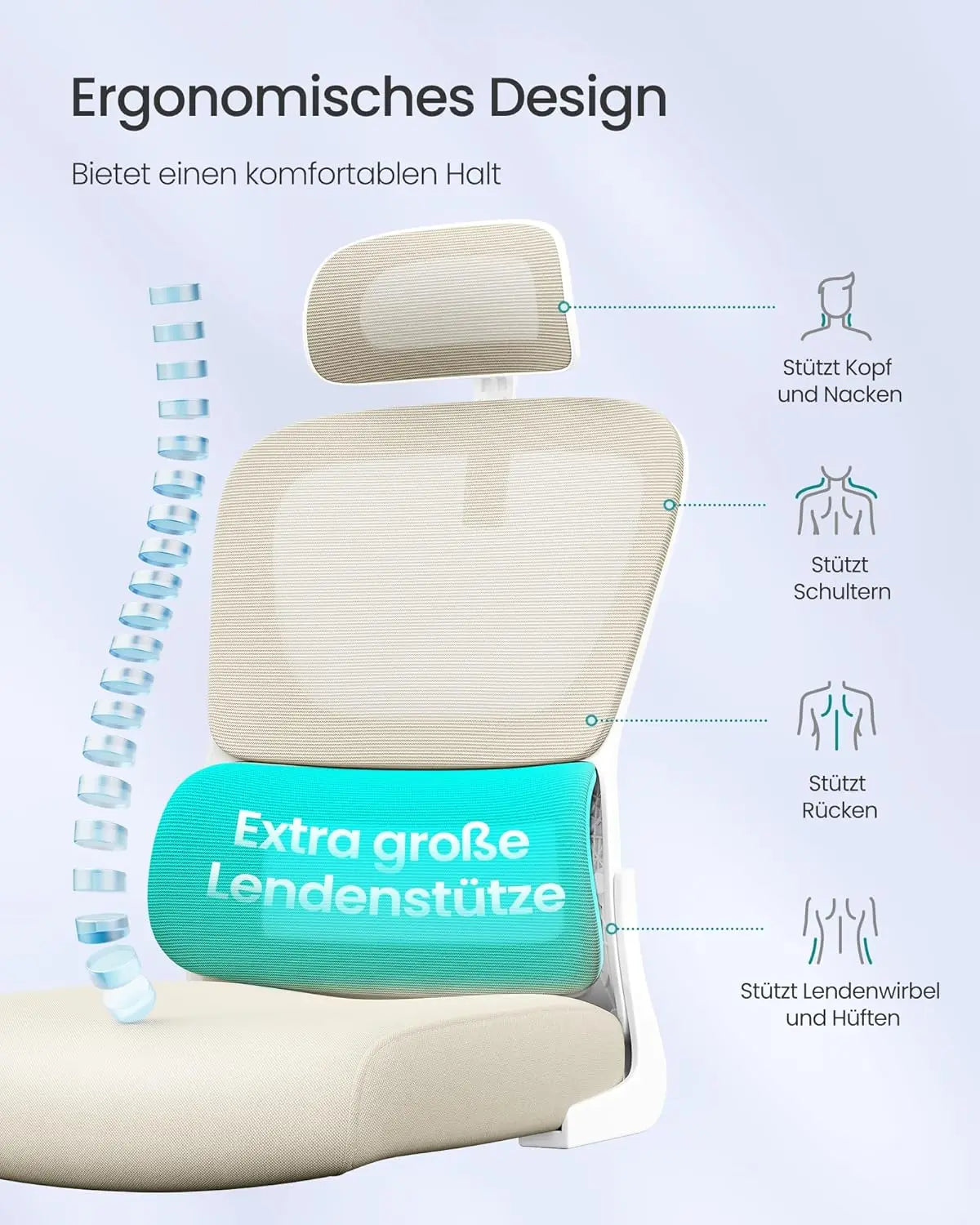 Bürostuhl ergonomisch Netz sandbeige atmungsaktiv von guteszeug.ch