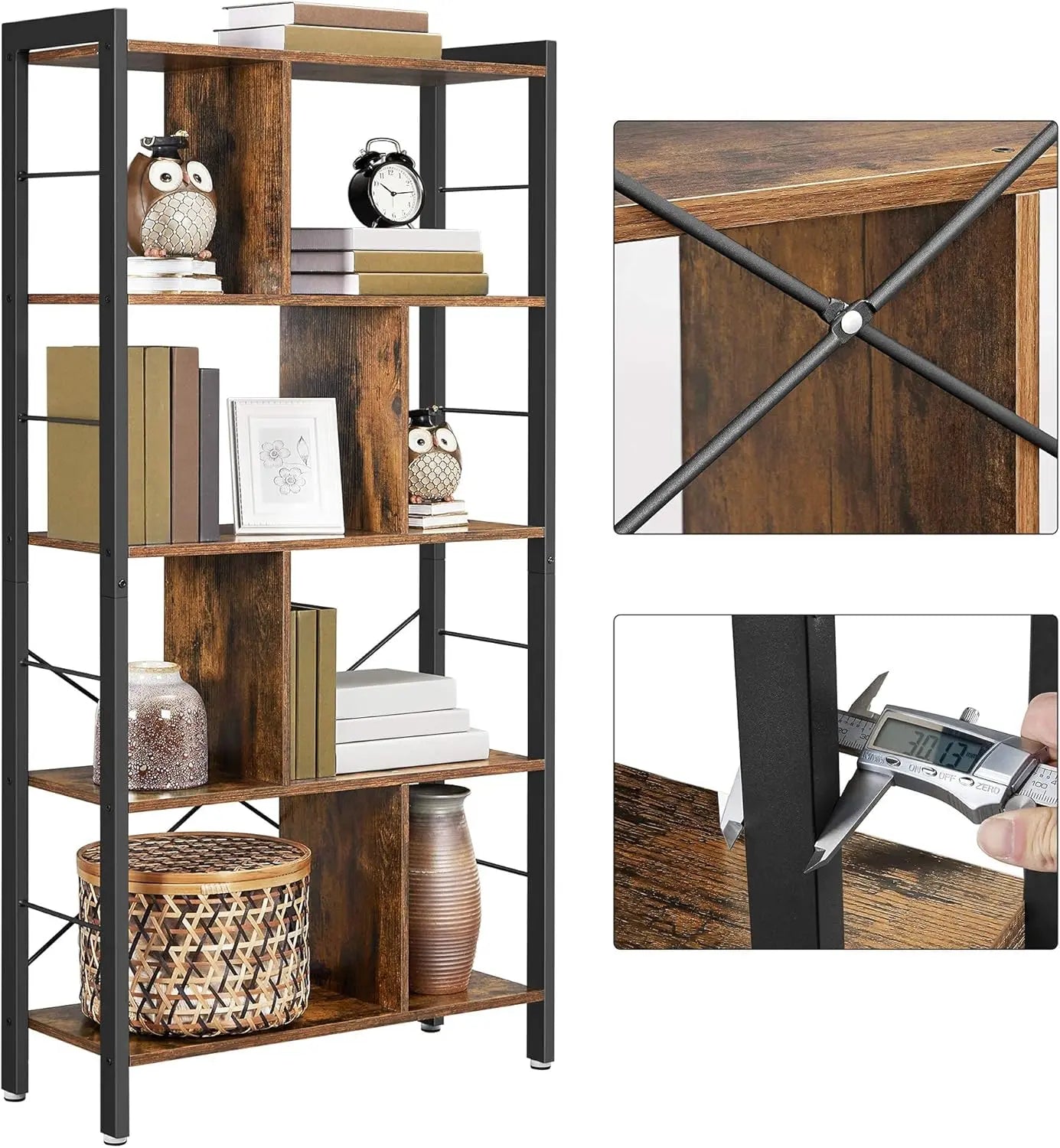 Bücherregal mit 8 Fächern auf 4 Ebenen vintagebraun von Songmics