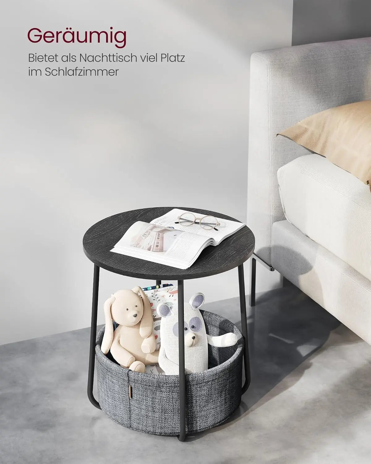 Beistelltisch mit Stauraum, ebenholzschwarz-schiefergrau von Songmics