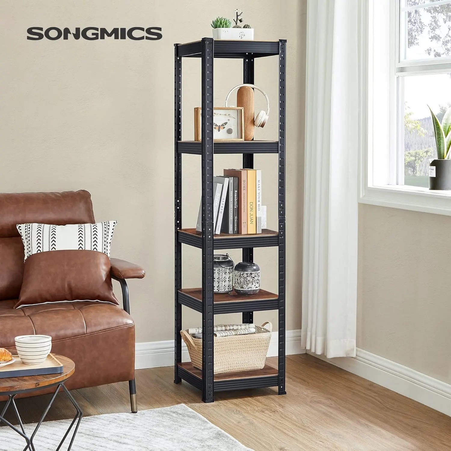 Standregal mit 5 Ablagen vintagebraun von Songmics