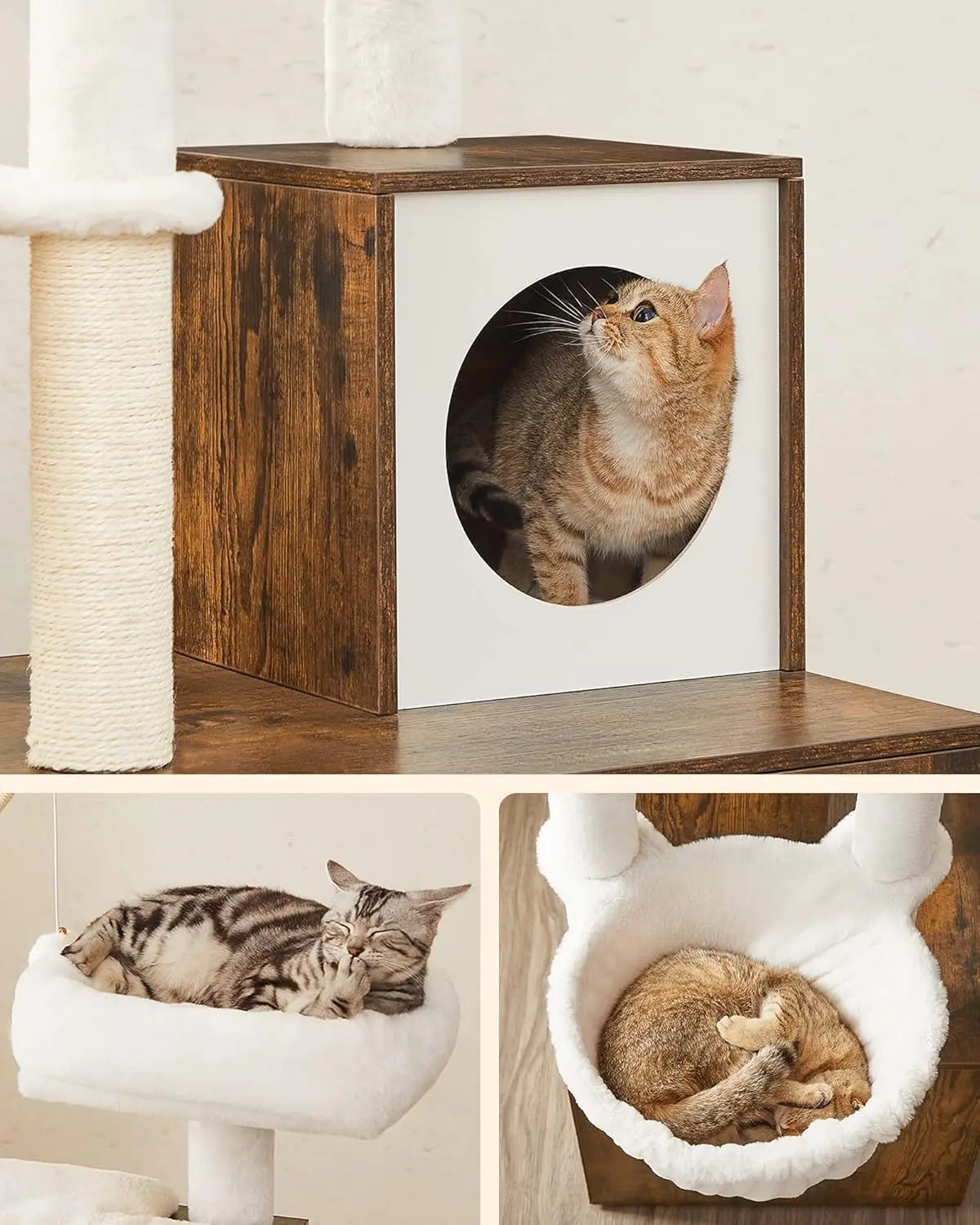 Kratzbaum 2-in-1 mit Katzenklo-Schrank vintagebraun von Songmics