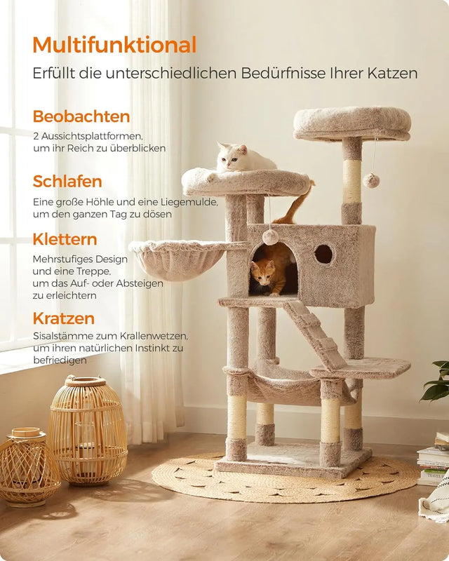 Kratzbaum gross für Katzen Ombré-Braun-Weiss von Songmics