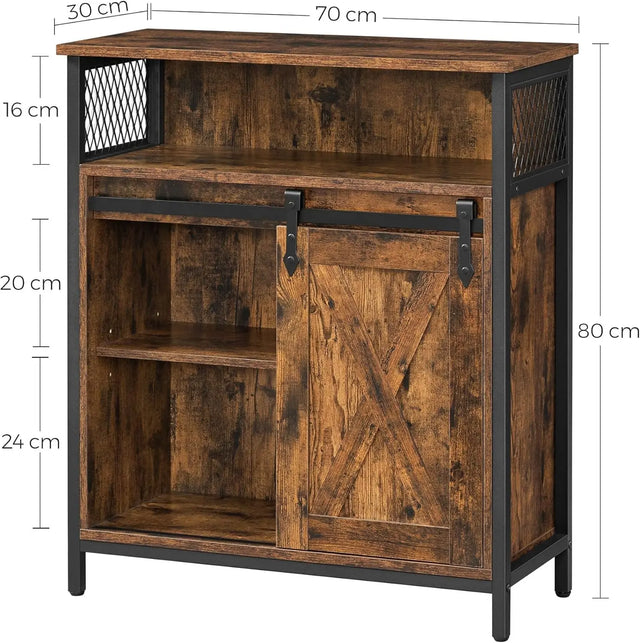 Sideboard mit Schiebetür rustikales Braun von Songmics