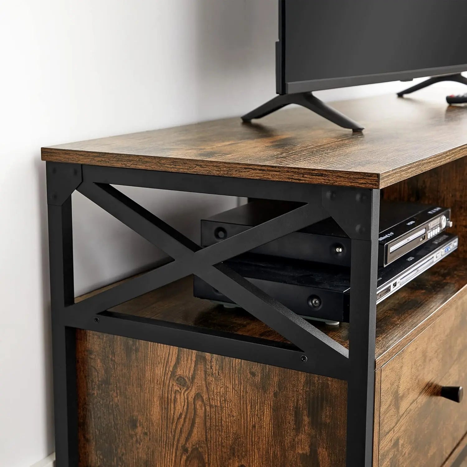 TV-Schrank 65 Zoll Vintagebraun Stahl von Songmics
