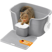 Katzentoilette extragross Mehrkatzenhaushalte Taubengrau Kunststoff von Songmics
