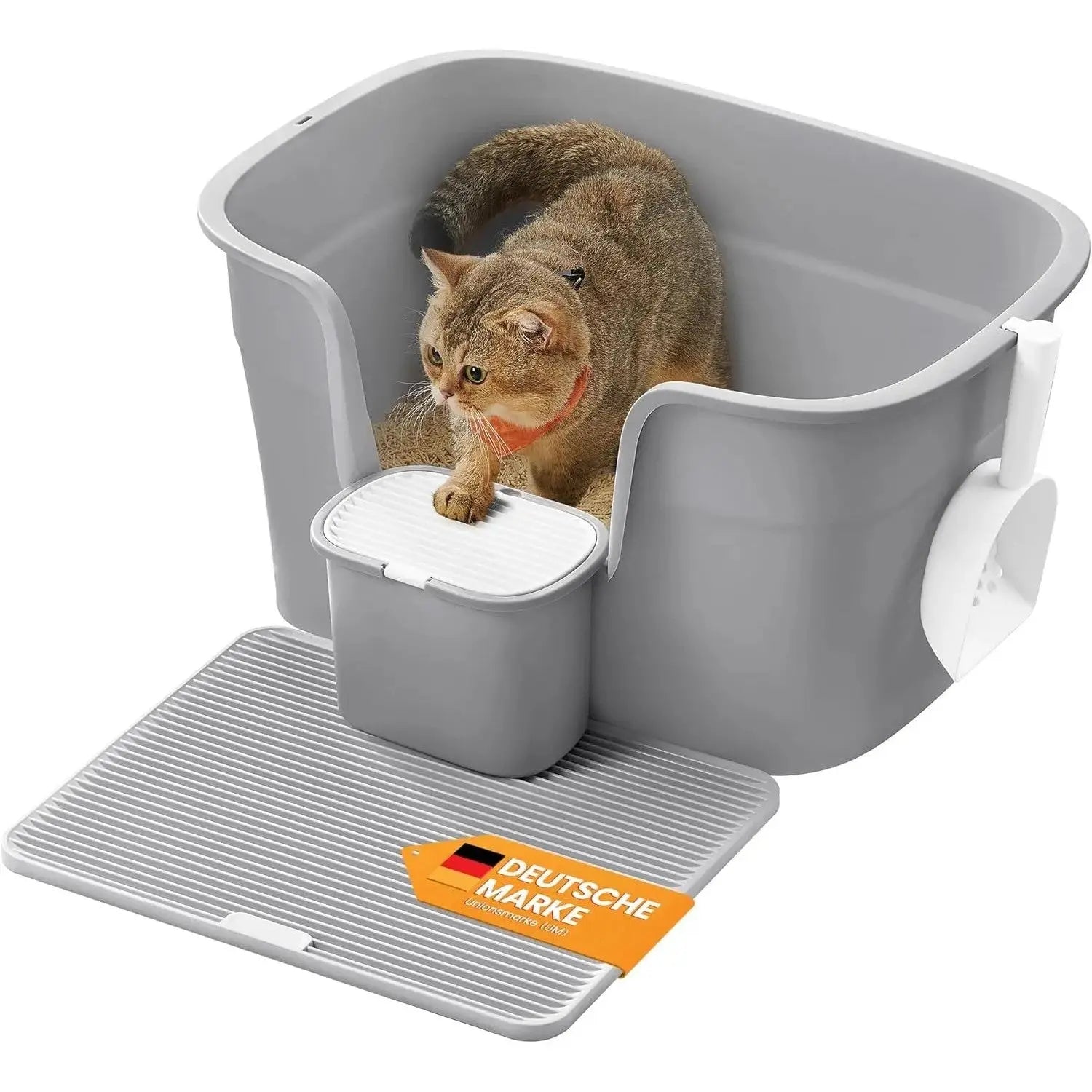 Katzentoilette extragross Mehrkatzenhaushalte Taubengrau Kunststoff von Songmics
