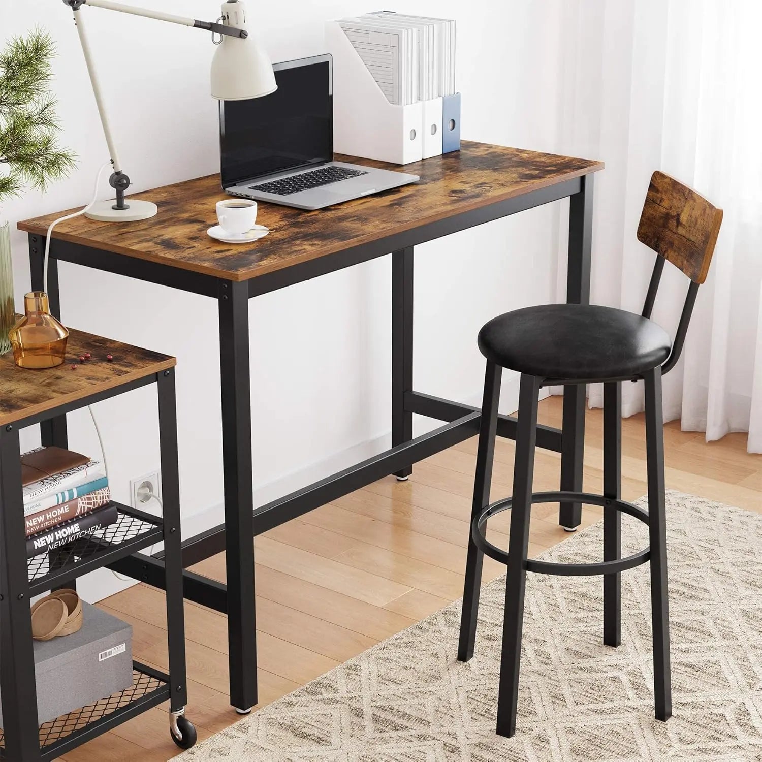 Bartisch Industrie-Design vintagebraun Metall von Songmics