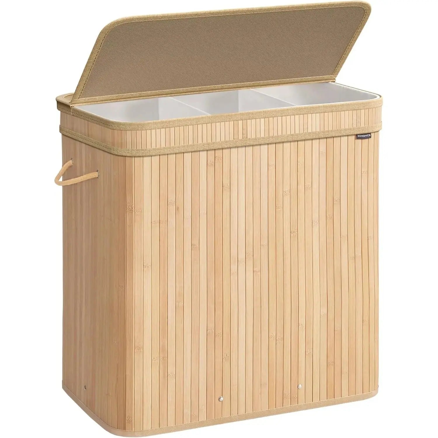 Wäschekorb Bambus 150L Naturbeige von Songmics