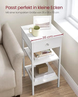 Nachttisch Hoch Modern mit Schublade Weiss von Songmics