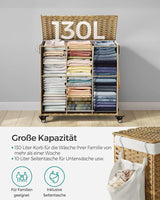 Wäschekorb Rattan-Optik 3 Fächer Naturfarben von Songmics