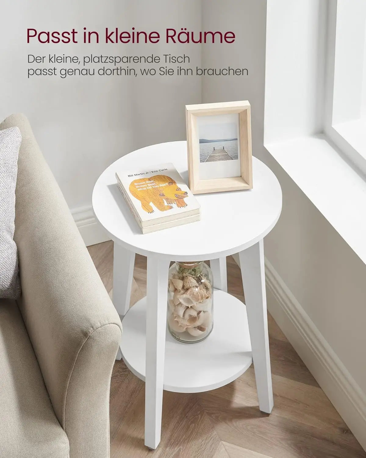 Beistelltisch moderner Stil mit Ablage Weiss von Songmics