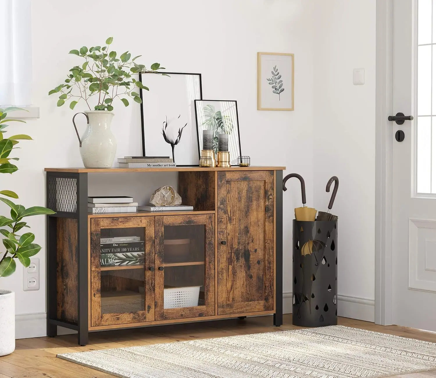 Sideboard Industrial 3-türig Rustikal Holz von Songmics