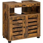 Waschbeckenunterschrank mit Lamellentüren vintagebraun von Songmics