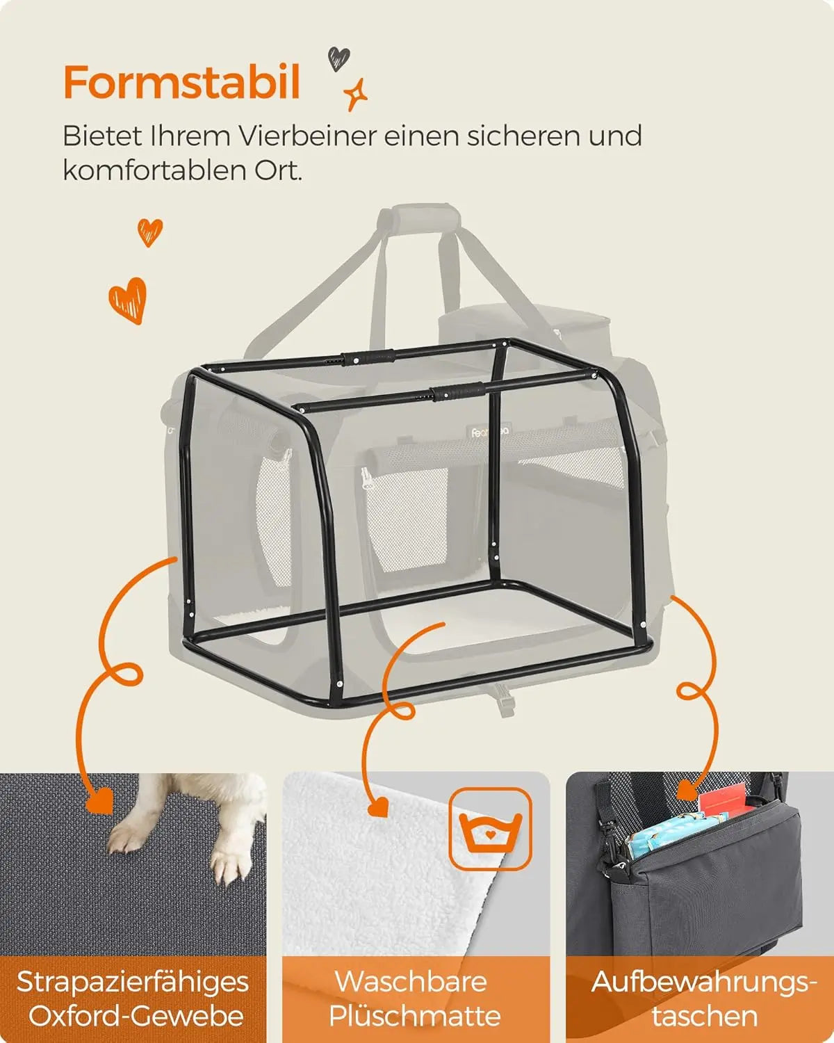 Hundebox faltbar Metallrahmen grau 7-11 kg von Songmics