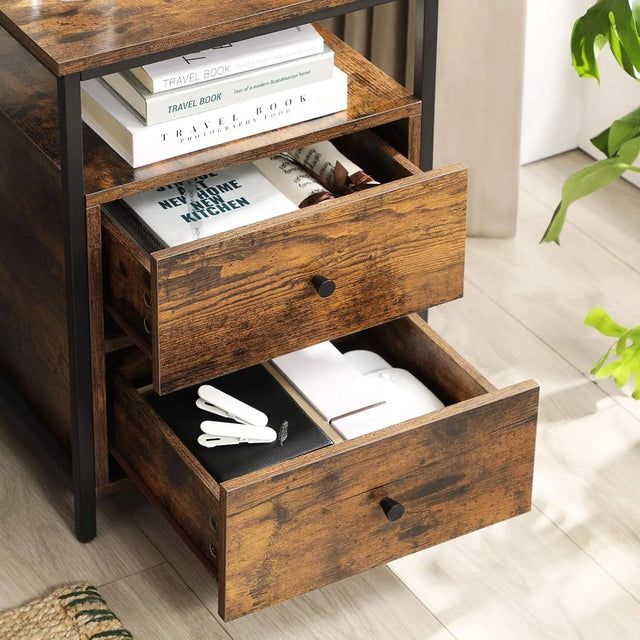 Nachttisch mit Schubladen rustikales Braun von Songmics