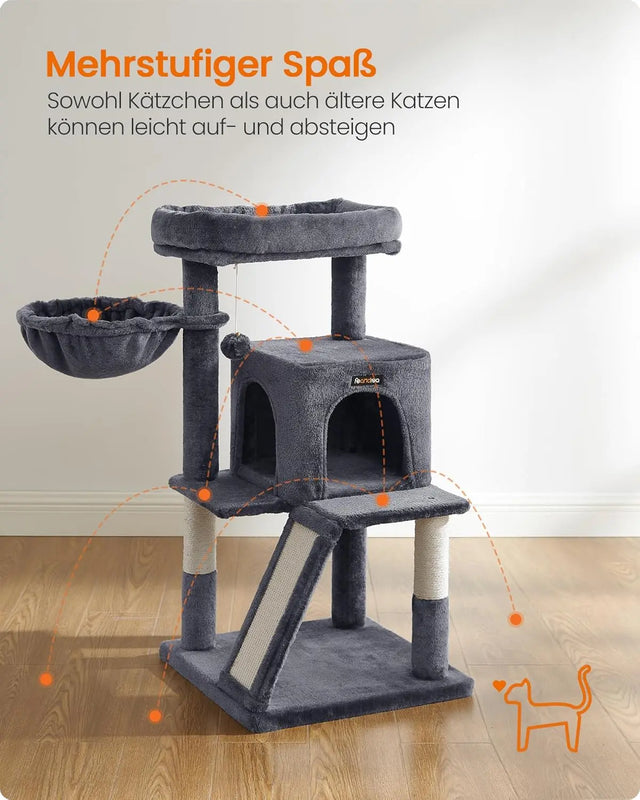 Kratzbaum Katzenbaum mit grosser Plattform rauchgrau von Songmics