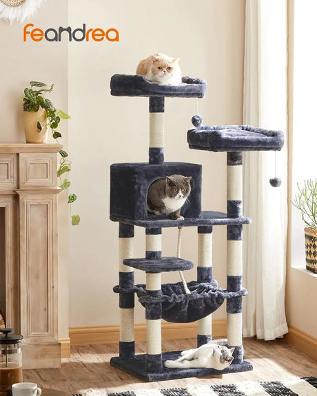 Kratzbaum Mehrstöckig mit Hängematte Rauchgrau von Songmics